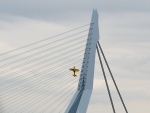 Air race next to Erasmus Bridge in Rotterdam
